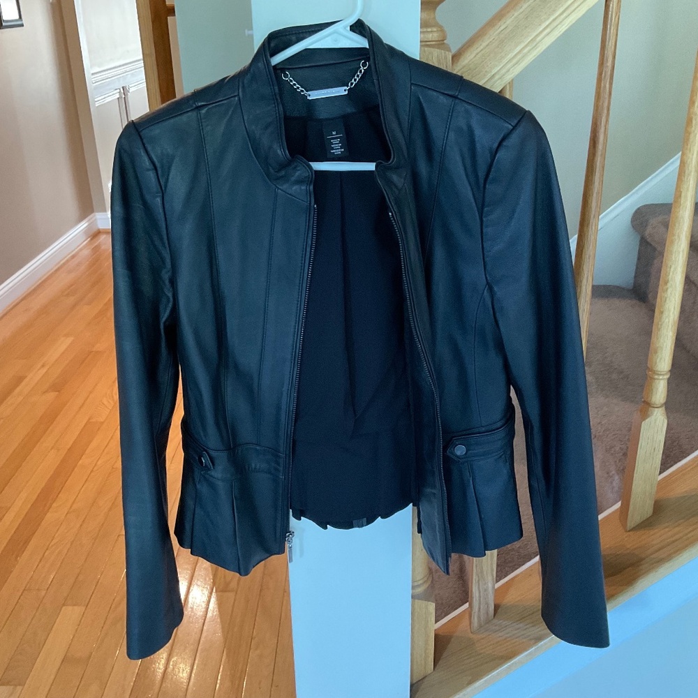 White House Black Market Leather Jacket M